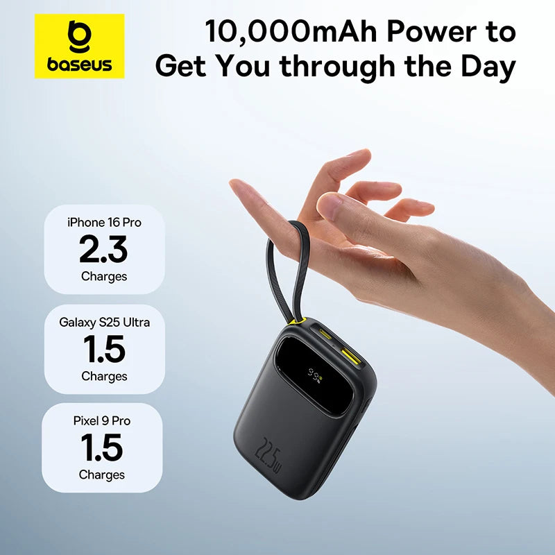 Baseus Power Bank – Portable & Fast Charging with Built-In Cables